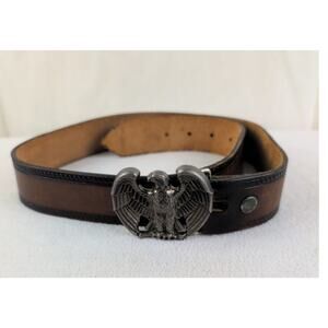 Vintage Avon Silver Eagle buckle brown leather belt Made in USA Size 32 Western
